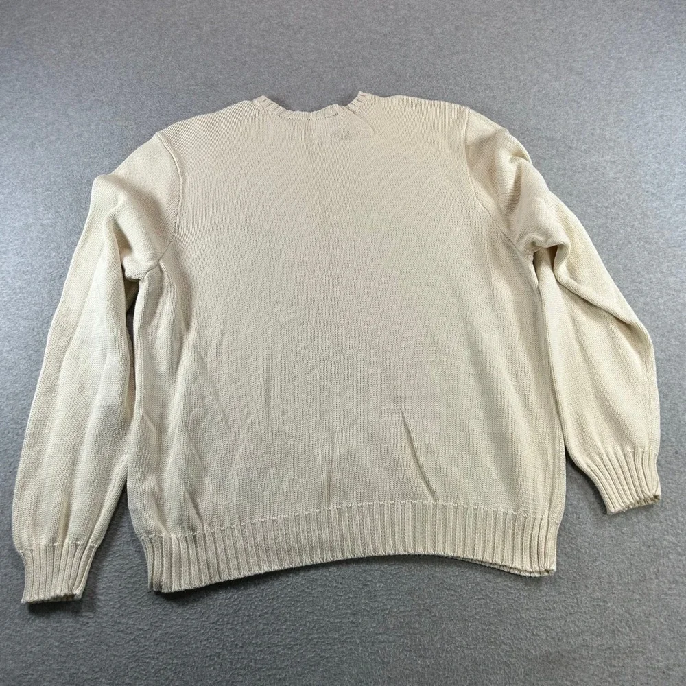 Polo Ralph Lauren Sweater Mens XXL Cream Beige Crewneck Cotton Knit Pony Logo